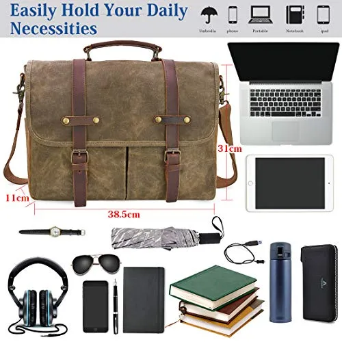 Shoulder Bags Briefcase Laptop Bag Waterproof Canvas Large Work Bag Messenger