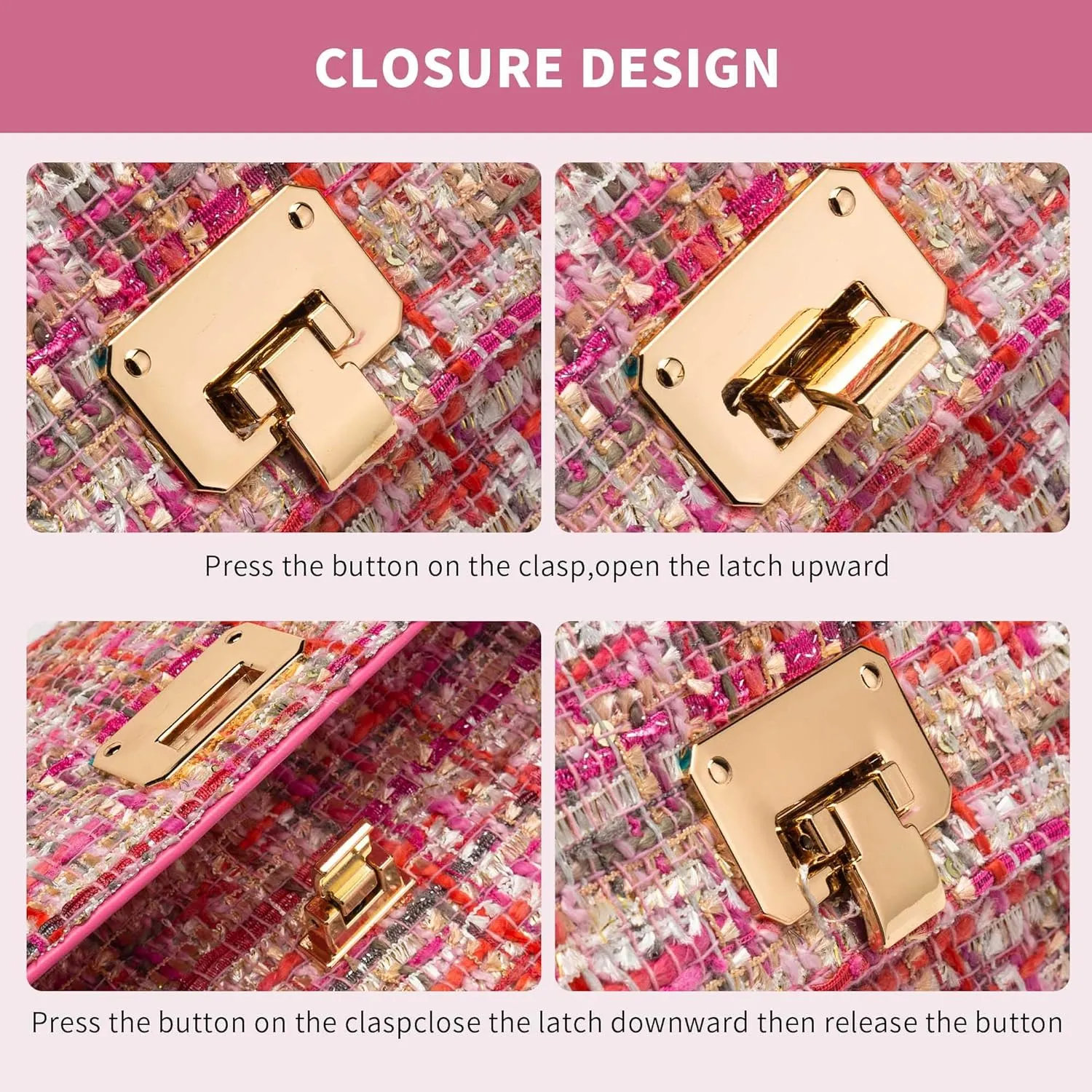Small Quilted Shoulder Bag for Women Fashion Tweed Mini Clutch Handbag Purses Designer Crossbody Bag, with Chain Strap