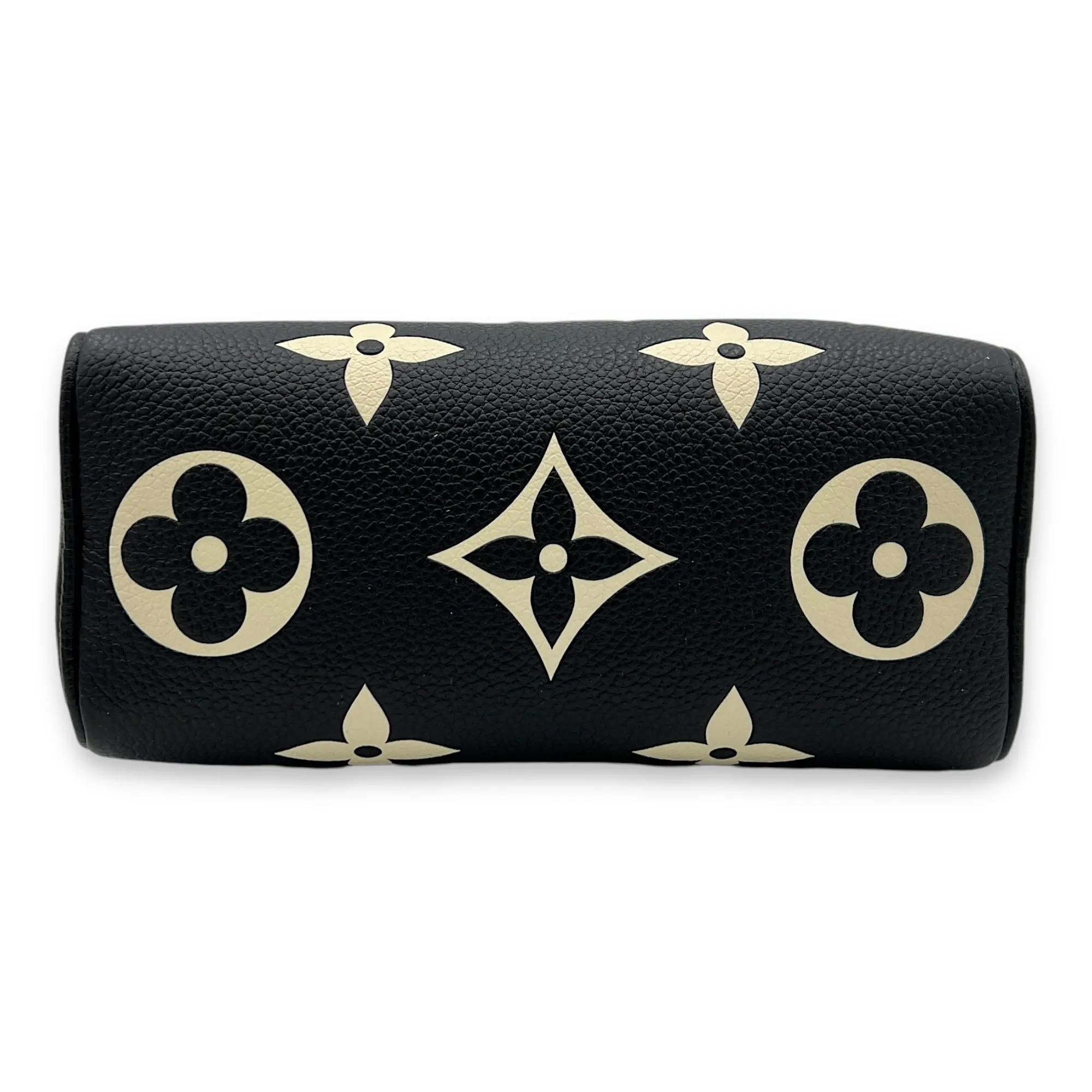 Speedy Bandouliere Nano Black Top Handle Bag in Monogram Empreinte Leather, Gold hardware