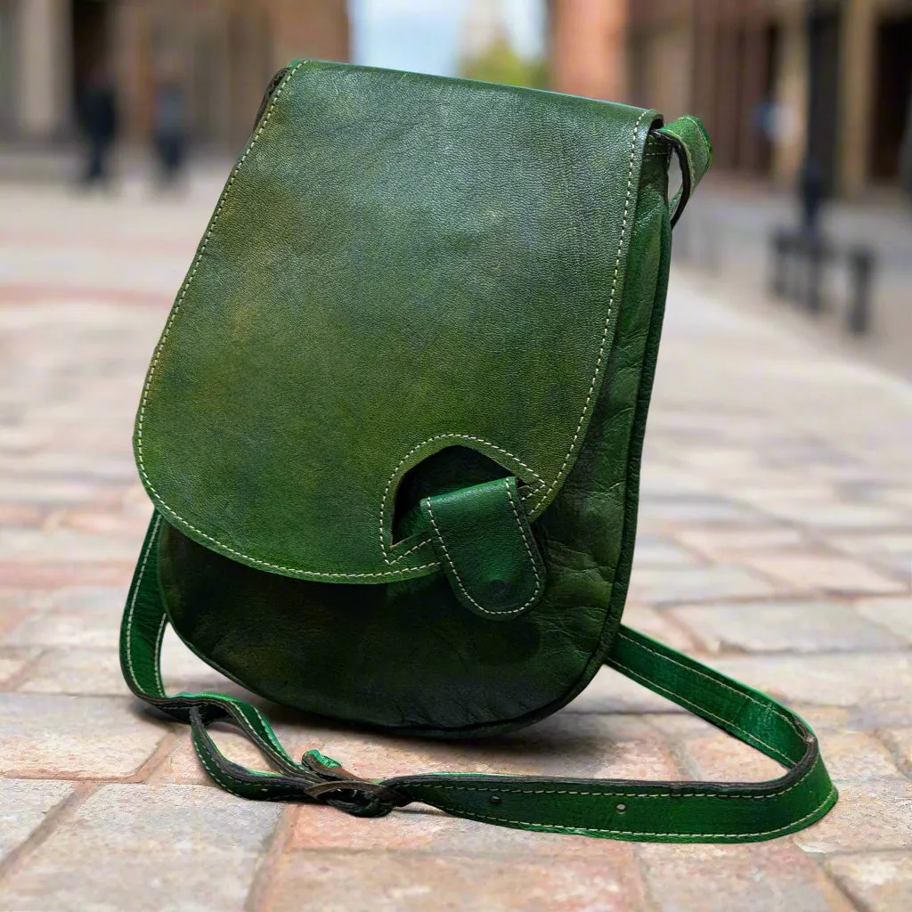 Timeresistance Leather Cross Body Bag in Green