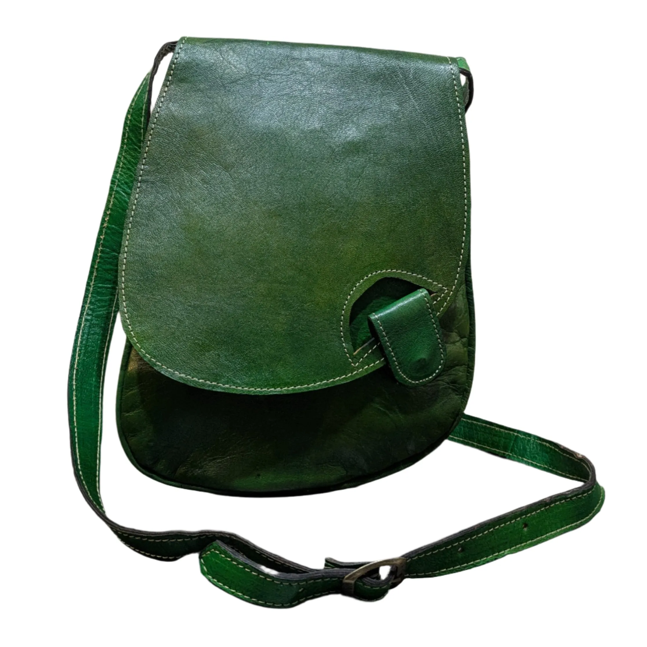 Timeresistance Leather Cross Body Bag in Green