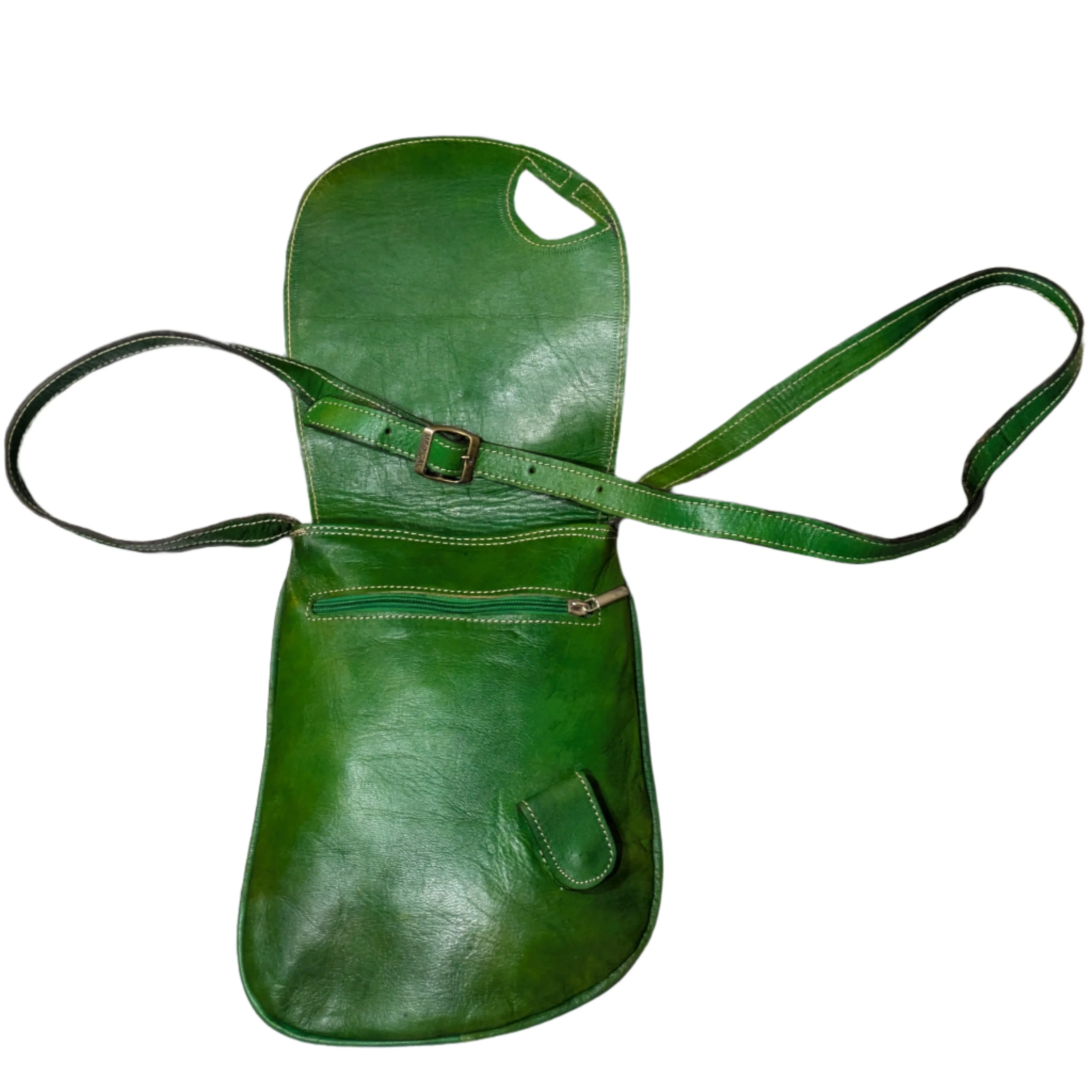 Timeresistance Leather Cross Body Bag in Green