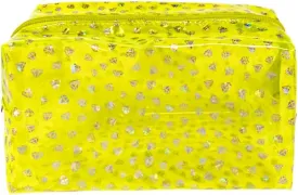 TotePrint Portable Waterproof Makeup Bag for Travel,Diamond solid color Makeup Bags with Zipper Pen Pouch (Yellow)