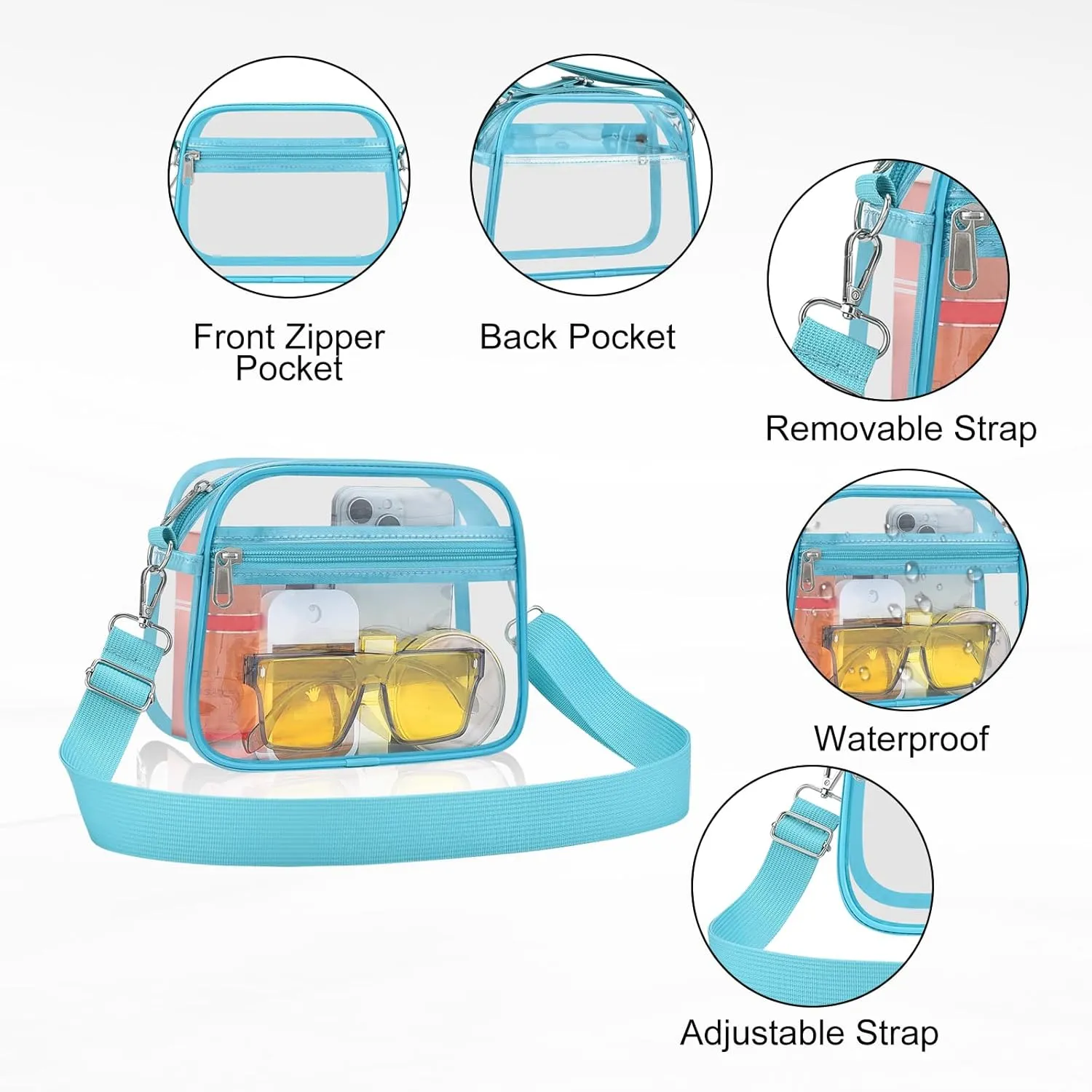 USPECLARE Clear Bag for Stadium Events Clear Purse for Women and Men for Sports Events Concerts Festivals