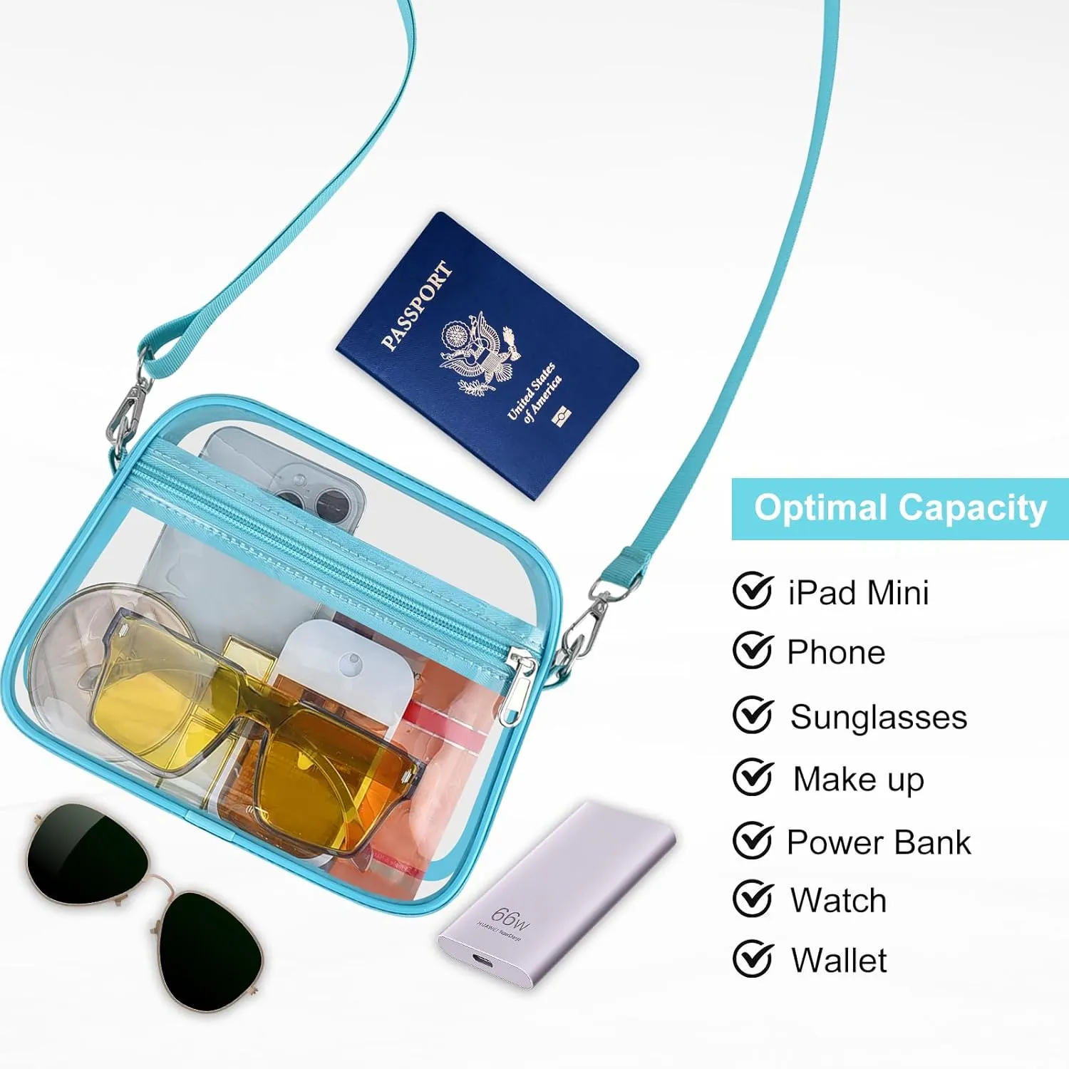 USPECLARE Clear Bag for Stadium Events Clear Purse for Women and Men for Sports Events Concerts Festivals
