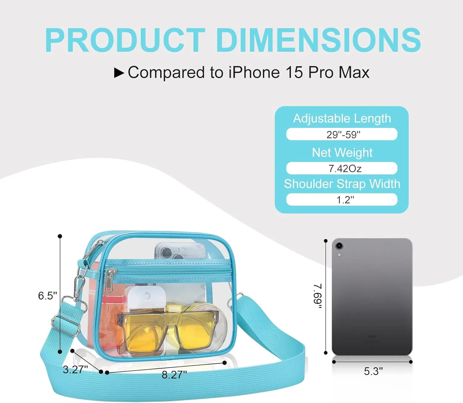 USPECLARE Clear Bag for Stadium Events Clear Purse for Women and Men for Sports Events Concerts Festivals