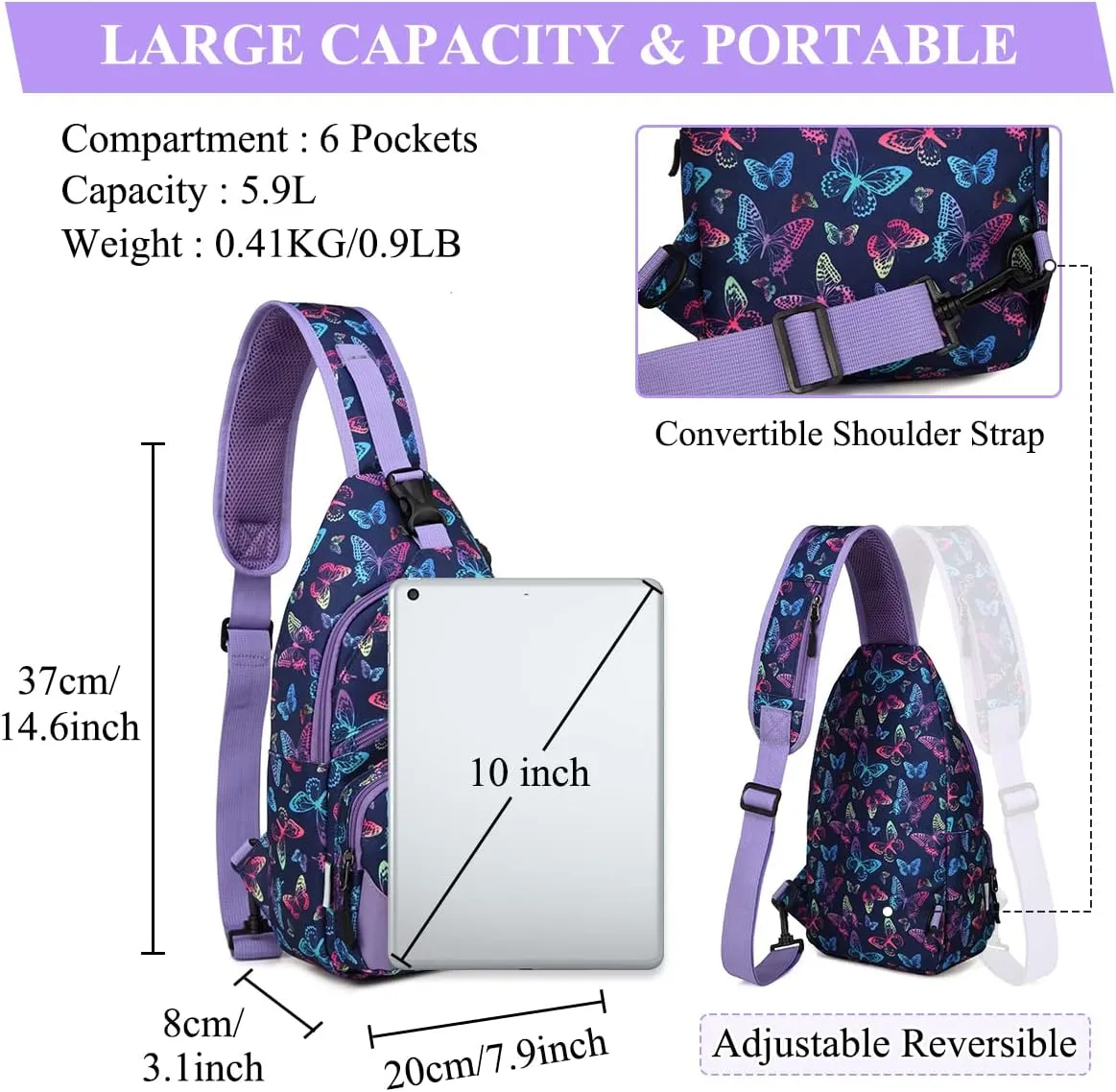 VASCHY Sling Bag for Men Women, One Strap Over the Shoulder Cross Body Backpack Chest Bag for Hiking/Travel/Outdoor