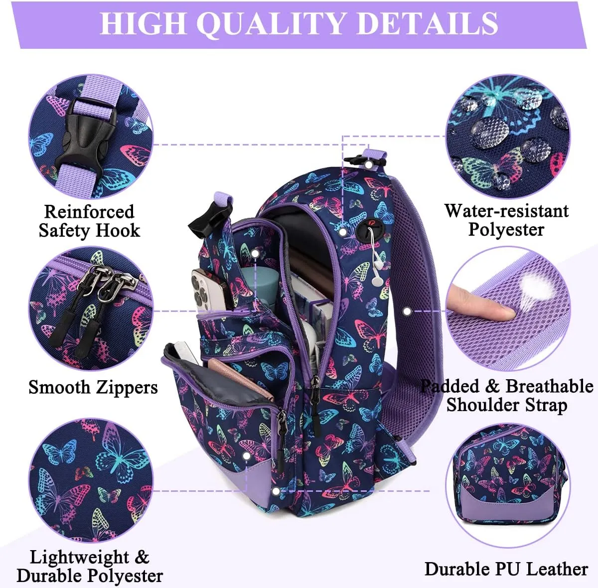 VASCHY Sling Bag for Men Women, One Strap Over the Shoulder Cross Body Backpack Chest Bag for Hiking/Travel/Outdoor