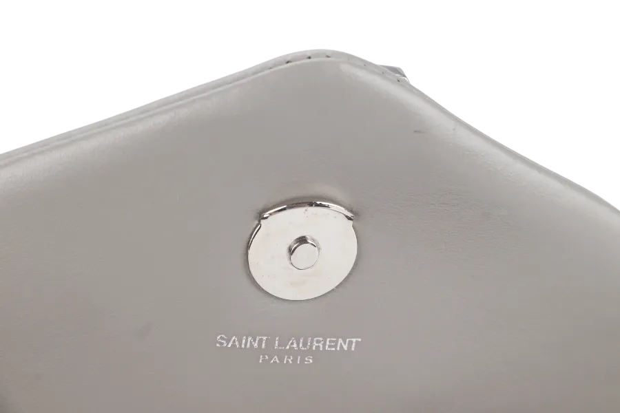 YVES SAINT LAURENT (YSL) LOULOU MEDIUM GREY CALFSKIN SILVER HARDWARE WITH CARD AND DUST COVER